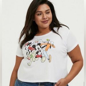 Torrid Size 3 Disney Mickey Mouse & Friends White Crop Crew Tee